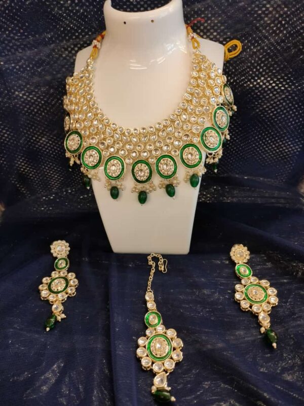 Green Kundan set