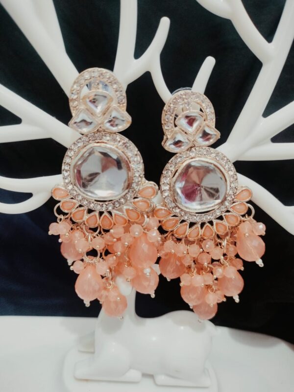 Orange Crystal and diamond heavy earring