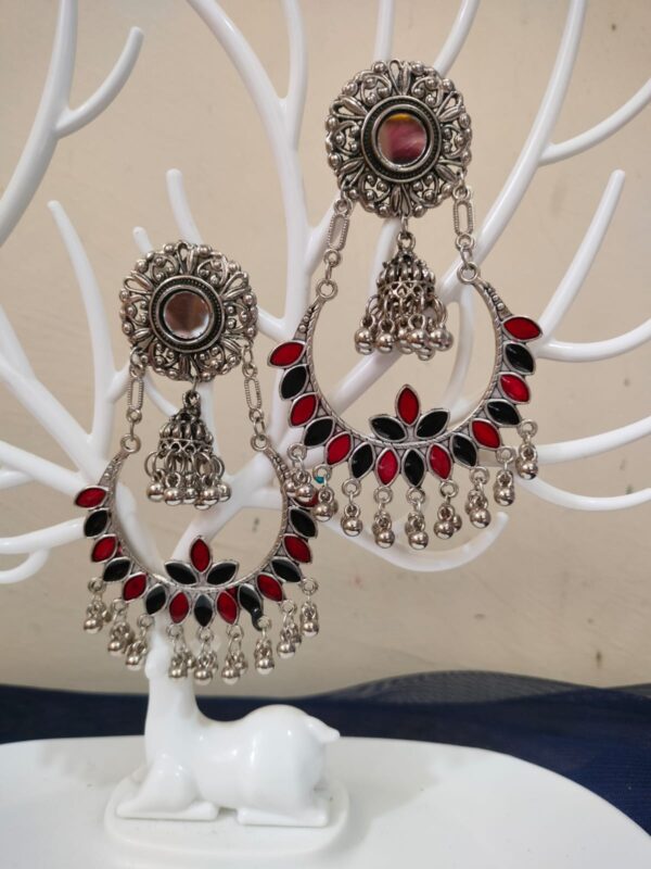 Red Blue Black Oxidised Trendy Earrings