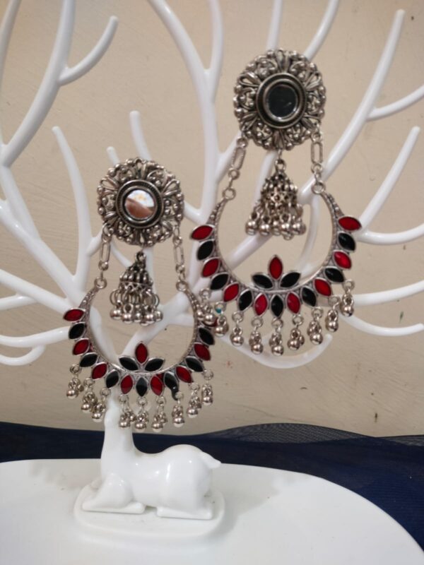 Red black oxidised earrings