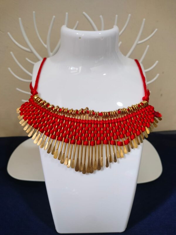 Red Golden thread work necklace