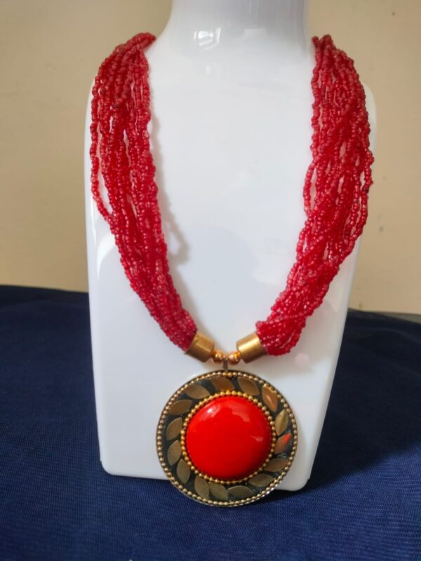 Red Color Pearl pendant set