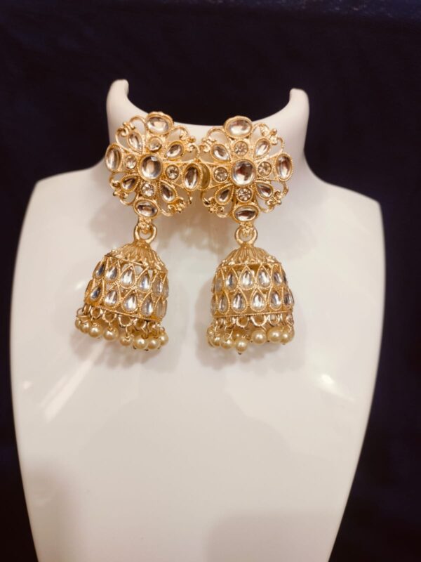 Golden finishing diamond jhumka