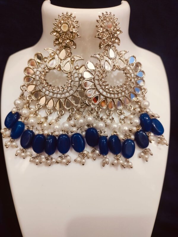 Earrings Blue Crystal heavy chandbaliya