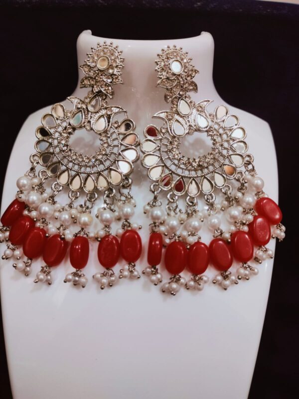 Red chandbali earrings