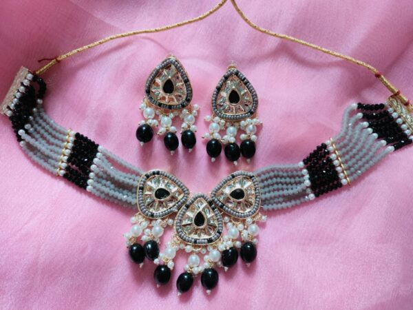 Black Gray Crystal Necklace set