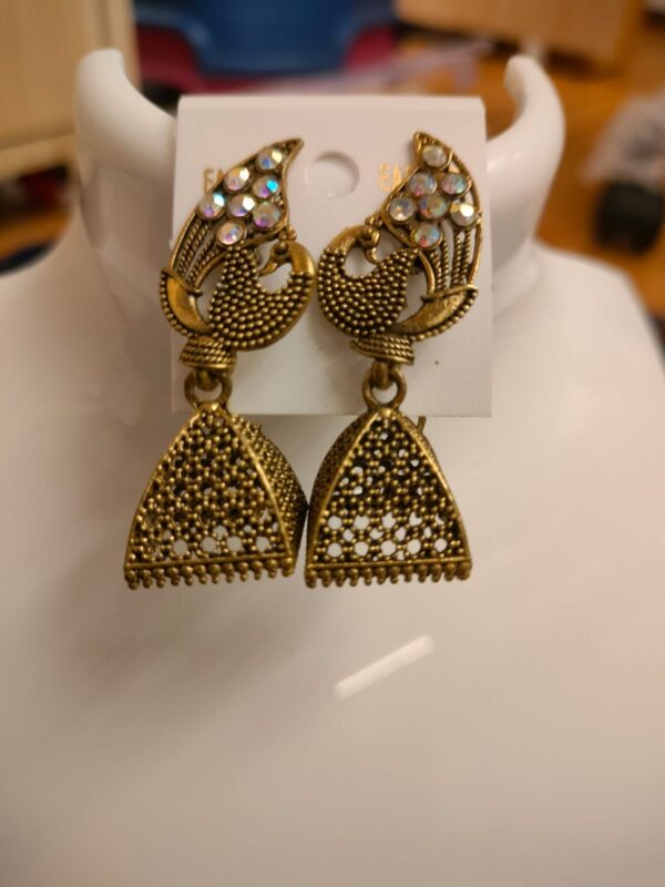 Golden Oxidised earrings set