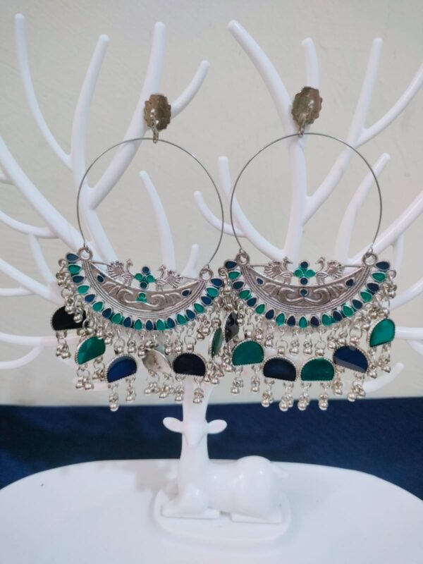 Blue black Chandbali earrings