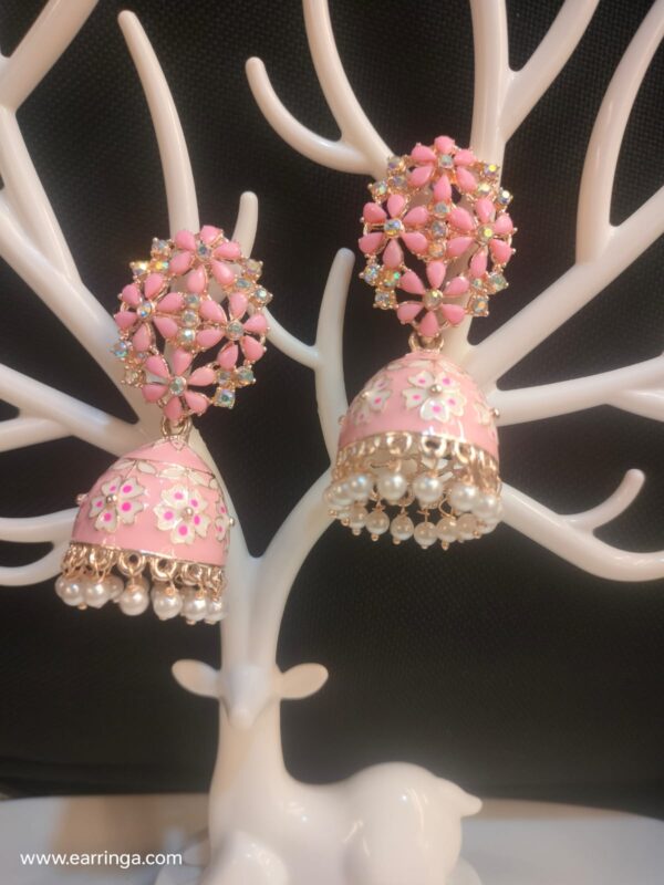 Pink Earrings Meenakari