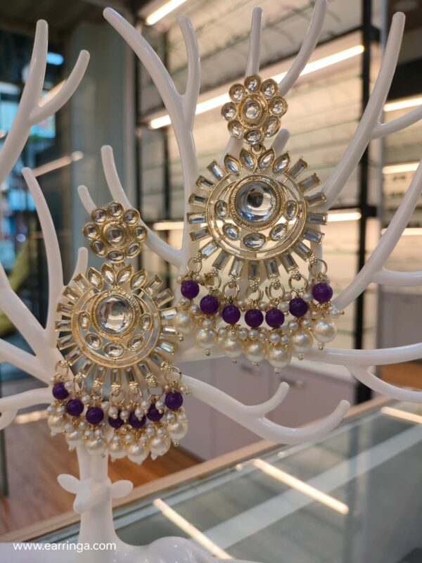 Kundan purple earrings