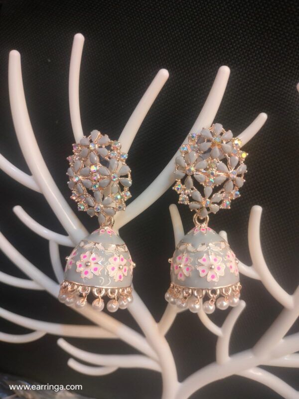 Gray meenakari earrings