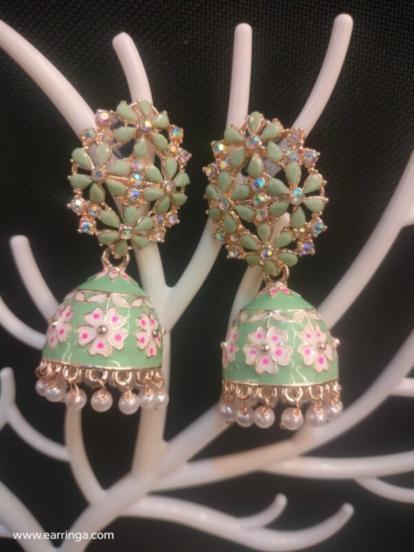 Gray Color Meenakari Jhumka