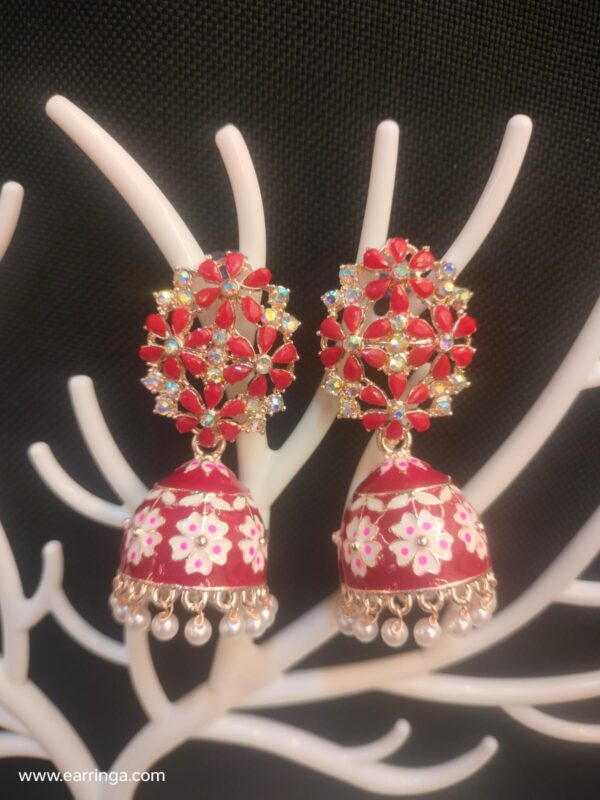 Red Meenakari Earrings