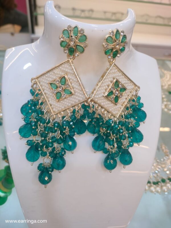 Green Earrings, Kundan Earrings