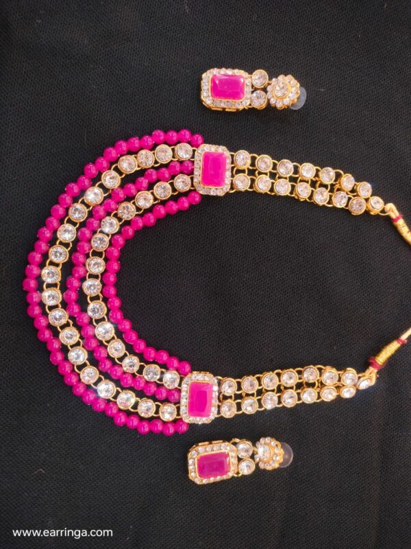 pink kundan necklace set