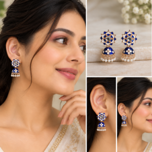 Earringa® Blue meenakari floral design earrings jhumka for women