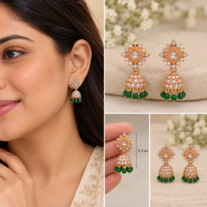 Earringa® Small diamond grren sparkling earrings jhumka for women