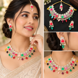 Earringa® Multicolor chocker necklace set for women | Buy Online