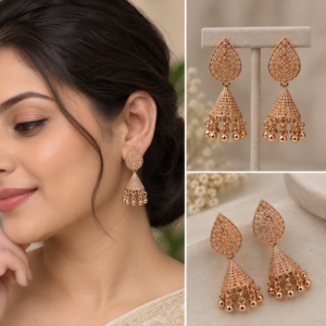 Earringa® Rose gold finish jhumka earrings for women