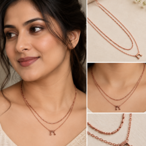 Earringa® Rose Gold Finish Chain with Trendy Pendant for Women | Minimal Western Necklace