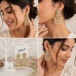 Earringa® White chandbali diamond earrings for women