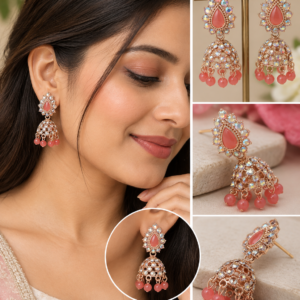 Earringa® Pink Small Jhumka Earrings for Women | Traditional Ethnic Jhumki