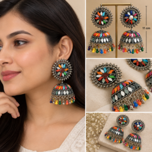 Earringa® Multicolor oxidised long jhumka earrings for modern women