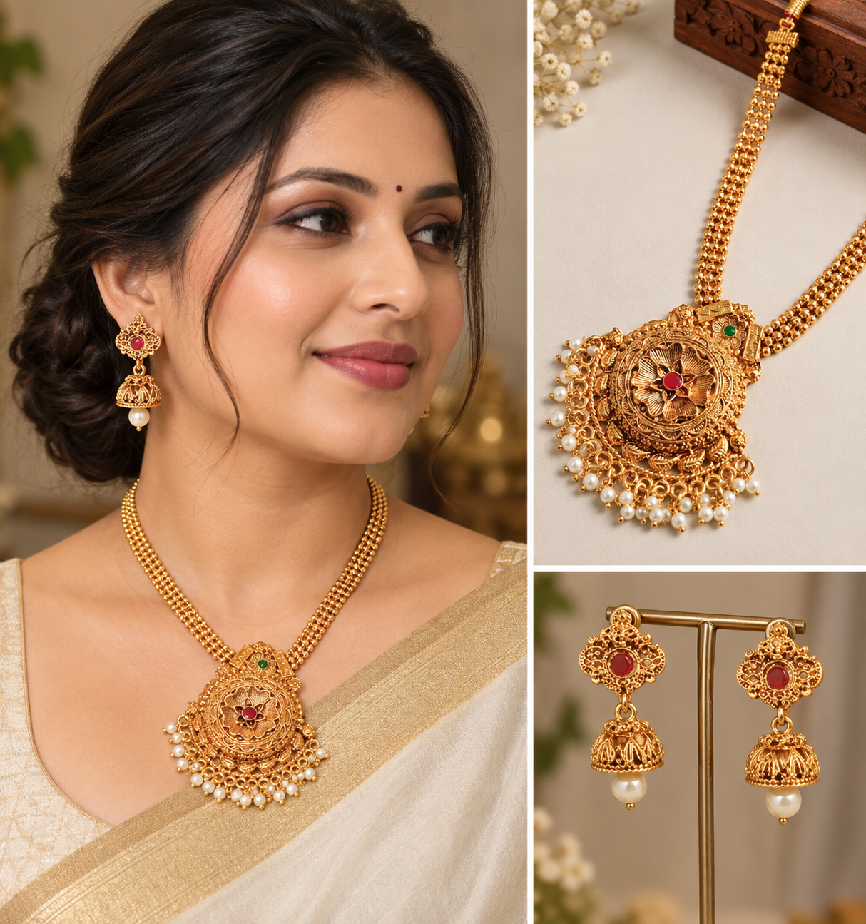 Earringa® Traditional Necklace Set with Earrings for Women | Buy Imitation Jewellery Set Online