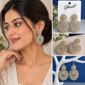 Earringa® Grey floral meenakari earrings for women
