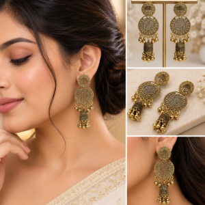 Earringa® Golden oxidised dome shaped trendy earrings for women