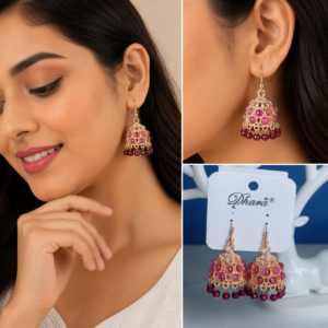 Earringa® Wine color dome shaped jhumka earrings for women
