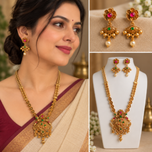 Earringa® Traditional Temple Jewellery Long Haram Necklace for Women | Buy Bridal Temple Haram Online