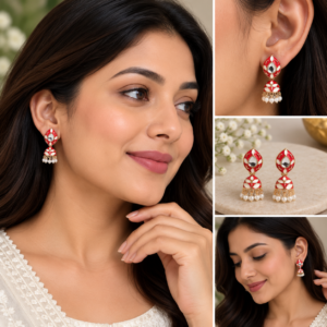 Earringa® Red meenakari trendy earrings for women