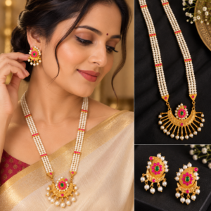 Earringa® Traditional Tanmani Necklace Set with Earrings for Women | Buy Maharashtrian Tanmani Jewellery Online