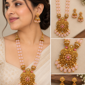 Earringa® Trendy Monalisa Stone Modern pink Necklace Set with Earrings for Women | Stylish Western Jewellery Set