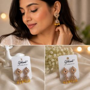 Earringa® Yellow sparkling design jhumka earrings for women