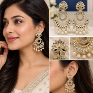 Earringa® White Artificial Stone Drop Earrings for Women | Sparkling Party Wear Earrings