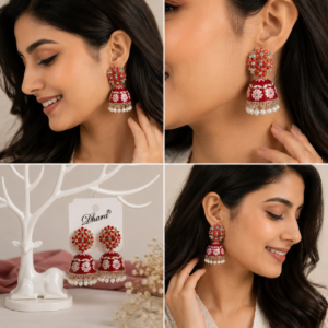 Earringa® Red meenakari trendy floral earrings for women | buy online earrings
