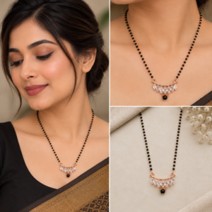 Earringa® Single Line American Diamond Stone Short Mangalsutra for Women | Buy Modern AD Mangalsutra Online